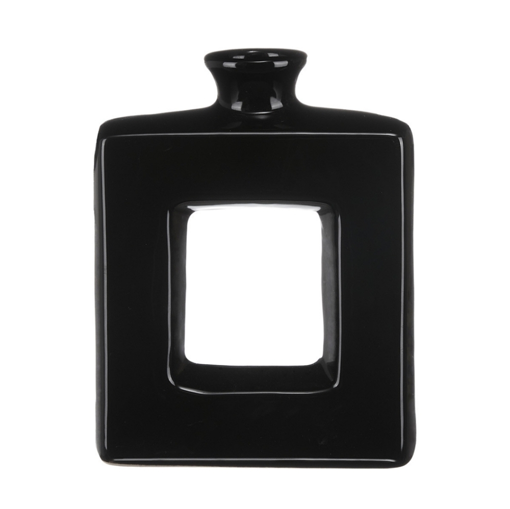 New Black Modern Solid Square Unique Vase Decor